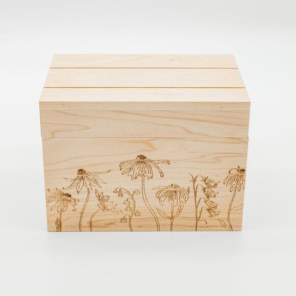 Maple Wood Recipe Box with Recipe Cards with Dividers - Picture 11 of 14